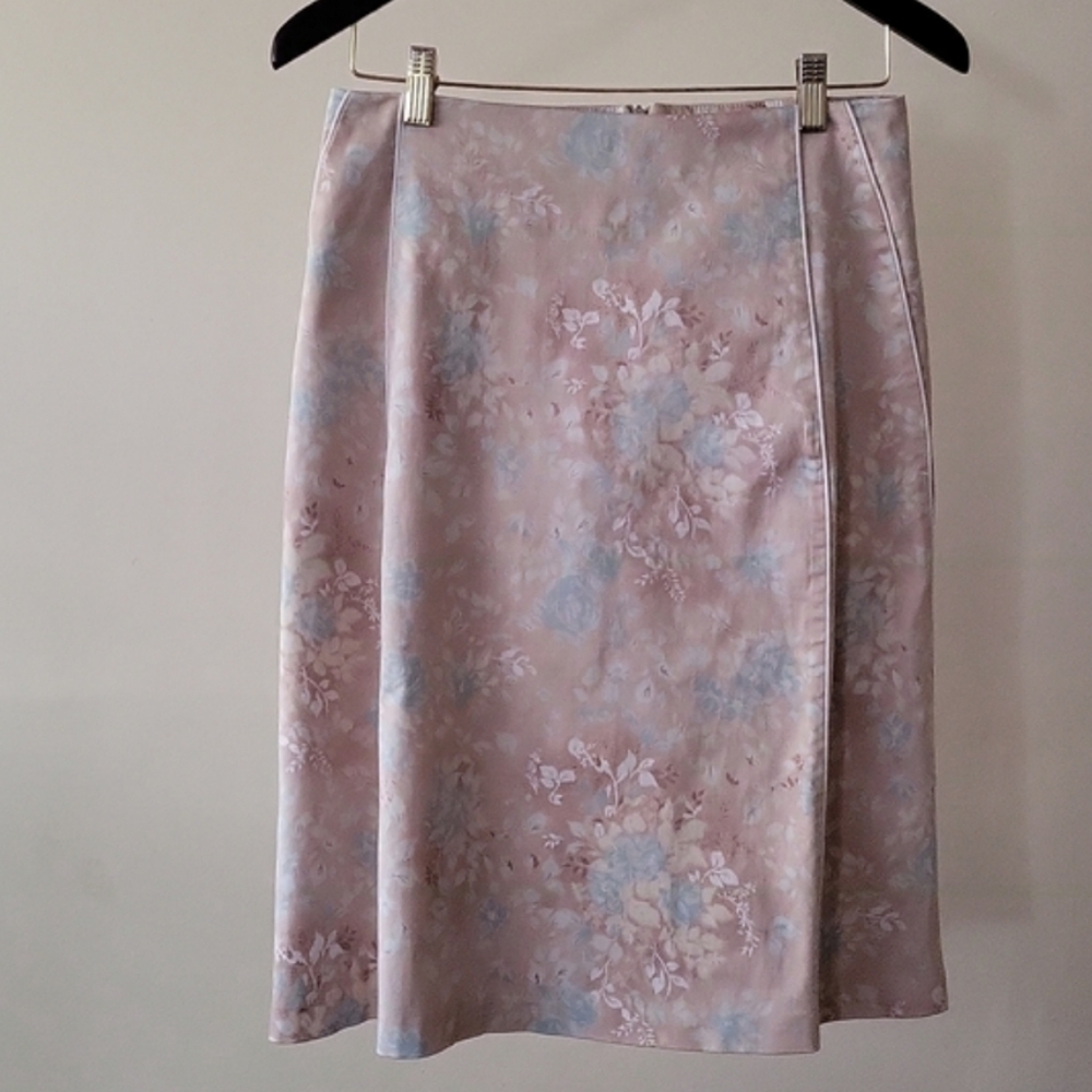 NWOT Icône Simons Floral Cotton Midi Skirt with Piping
